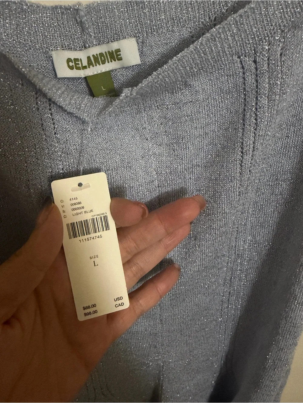 Celandine lurex shell mini dress L blue silver Anthropologie NWT
